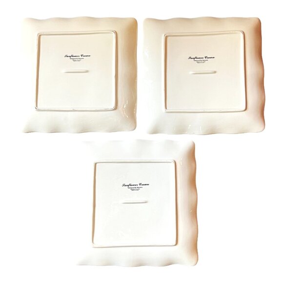 Set of 3 Maxcera Sunflower Crown Ceramic Dinner/Serving Plates, 11" x 11" - Picture 2 of 4